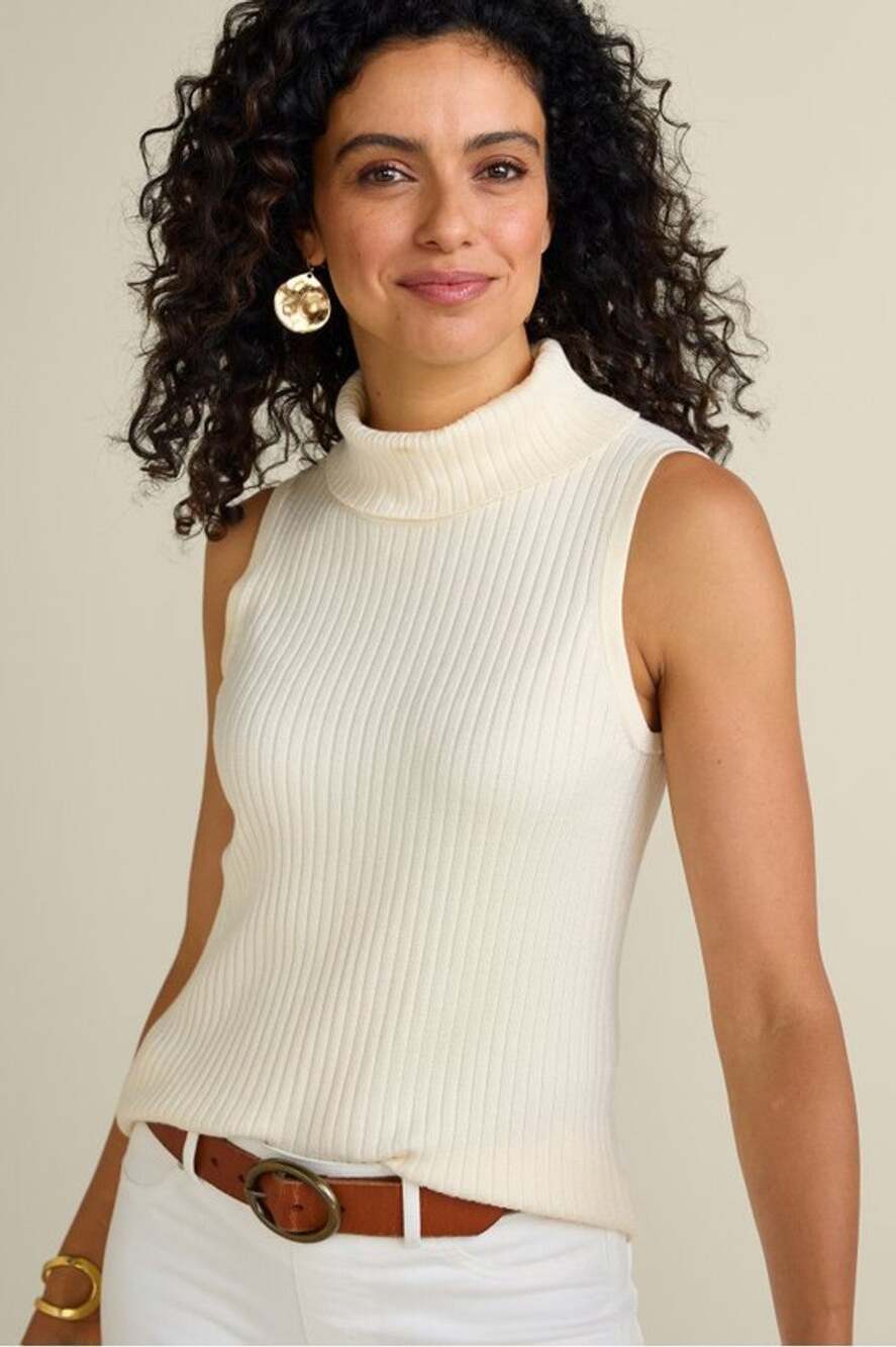 Soft Surroundings Ribbed Turtleneck Tank Top Sleeveless Sweater Womens Sz XL